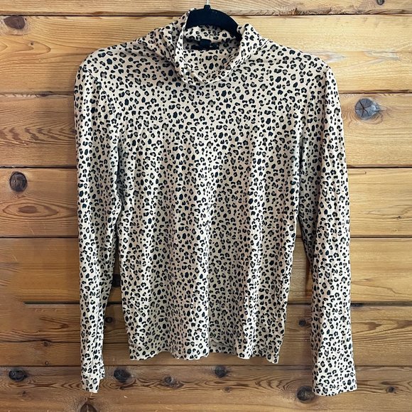 J. Crew Lepard Print Turtleneck Medium - Picture 1 of 6